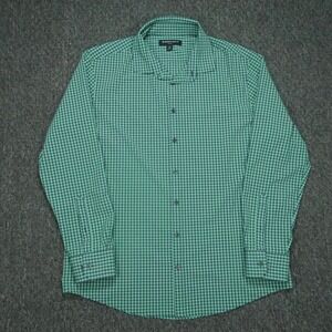 Mizzen+Main Shirt Mens Extra Large‎ Green Blue Trim Fit Plaid Performance Button